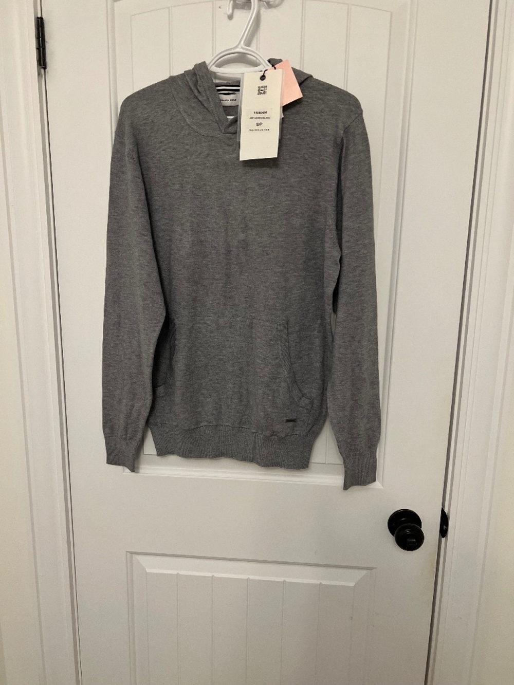 Men's Gray Knit Hoodie Sweater